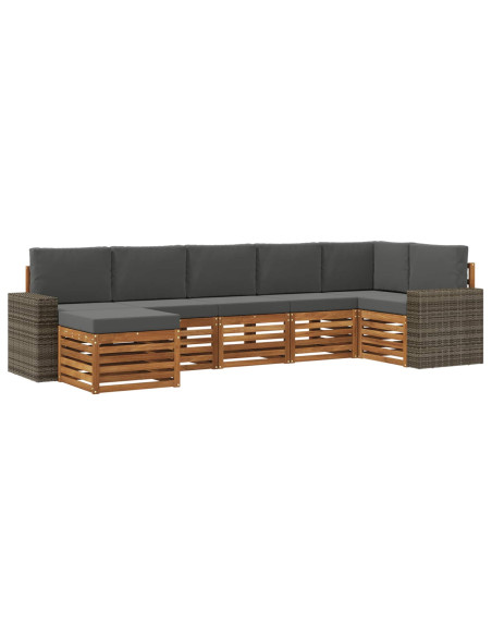 Set divano sezionale con cuscino 7 pcs Naturale e Antracite