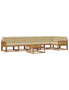Set di divani da esterno con cuscino 7 pcs Naturale e Beige
