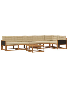 Set di divani da esterno con cuscino 7 pcs Naturale e Beige