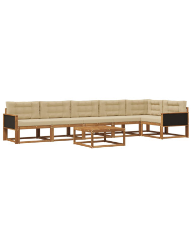 Set di divani da esterno con cuscino 7 pcs Naturale e Beige