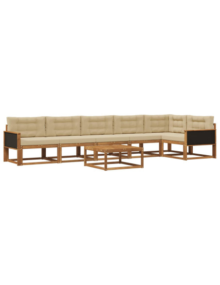 Set di divani da esterno con cuscino 7 pcs Naturale e Beige