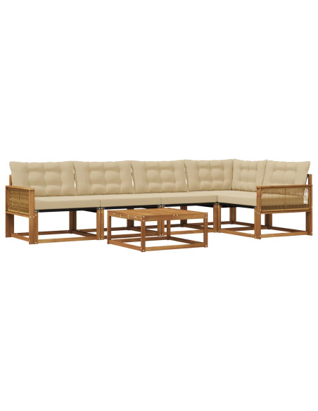 Set di divani da esterno con cuscino 6 pcs Naturale e Beige