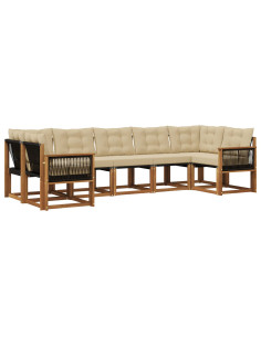 Set di divani da esterno con cuscino 7 pcs Naturale e Beige