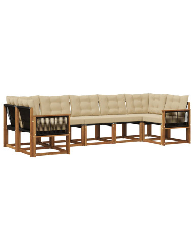 Set di divani da esterno con cuscino 7 pcs Naturale e Beige