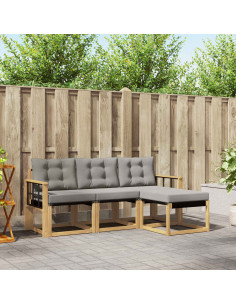 Set di divani da esterno 4 pcs Bianco e Grigio Chiaro