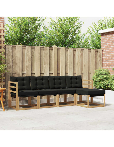 Set di divani da esterno con cuscino 5 pcs Bianco e Nero
