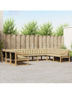 Set di divani da esterno con cuscino 9 pcs Bianco e Beige