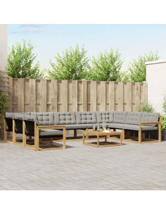 Set di divani da esterno 10 pcs Bianco e Grigio Chiaro