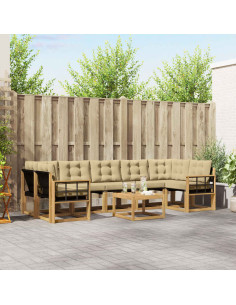 Set di divani da esterno con cuscino 8 pcs Bianco e Beige