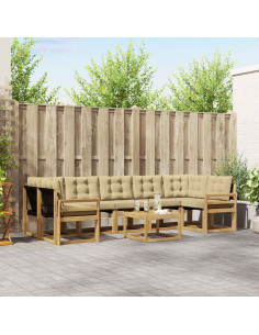 Set di divani da esterno con cuscino 8 pcs Bianco e Beige