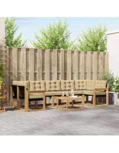 Set di divani da esterno con cuscino 8 pcs Bianco e Beige