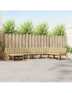 Set di divani da esterno con cuscino 8 pcs Bianco e Beige