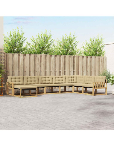 Set di divani da esterno con cuscino 8 pcs Bianco e Beige