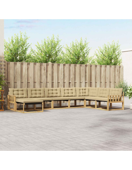 Set di divani da esterno con cuscino 8 pcs Bianco e Beige