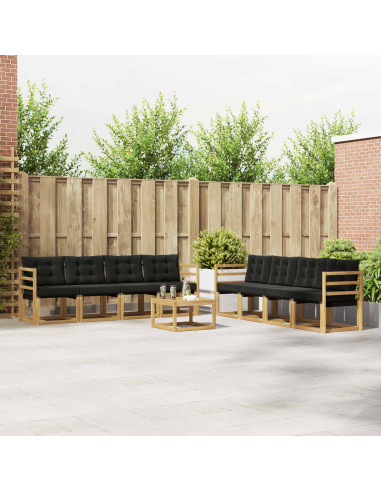 Set di divani da esterno con cuscino 9 pcs Bianco e Nero