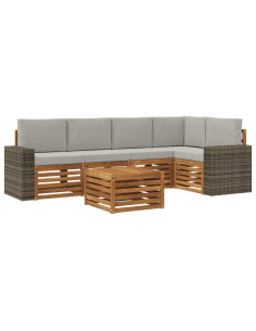 Set divano sezionale con cuscino 6 pcs Naturale e Grigio Chiaro