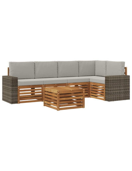 Set divano sezionale con cuscino 6 pcs Naturale e Grigio Chiaro