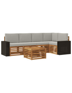 Set divano sezionale con cuscino 6 pcs Naturale e Grigio Chiaro