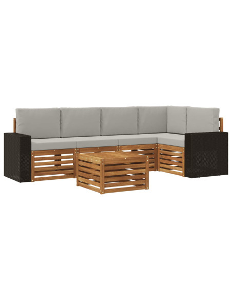Set divano sezionale con cuscino 6 pcs Naturale e Grigio Chiaro