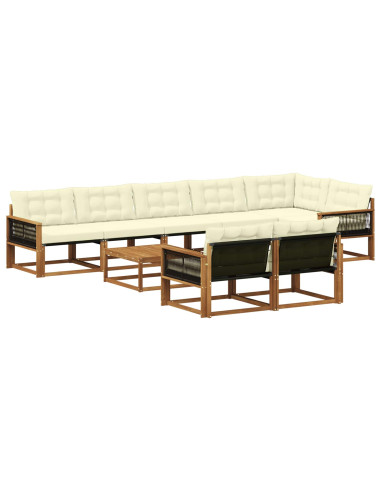 Set di divani da esterno con cuscino 9 pcs Naturale e Crema