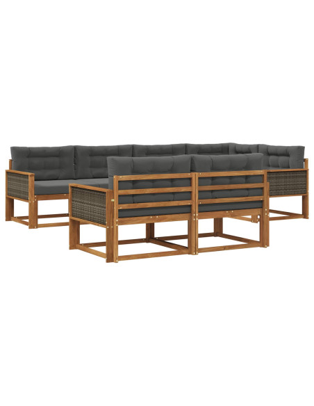 Set di divani da esterno con cuscino 7 pcs Naturale e Antracite