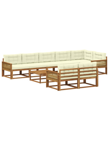 Set di divani da esterno con cuscino 9 pcs Naturale e Crema