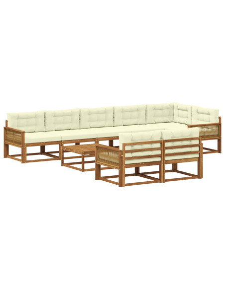 Set di divani da esterno con cuscino 9 pcs Naturale e Crema