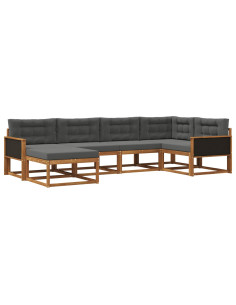 Set di divani da esterno con cuscino 6 pcs Naturale e Antracite
