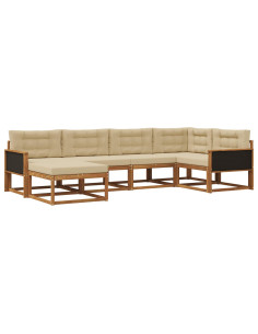 Set di divani da esterno con cuscino 6 pcs Naturale e Beige