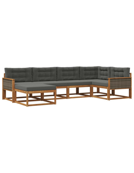 Set di divani da esterno con cuscino 6 pcs Naturale e Antracite