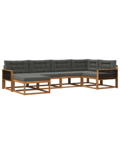 Set di divani da esterno con cuscino 6 pcs Naturale e Antracite