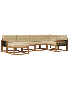 Set di divani da esterno con cuscino 6 pcs Naturale e Beige