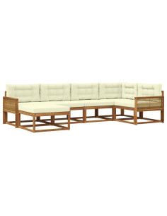 Set di divani da esterno con cuscino 6 pcs Naturale e Crema