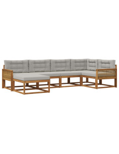 Set di divani da esterno 6 pcs Naturale e Grigio chiaro