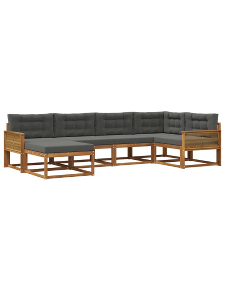 Set di divani da esterno con cuscino 6 pcs Naturale e Antracite