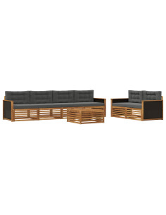 Set di divani da esterno 7 pcs Naturale e Antracite Poliestere