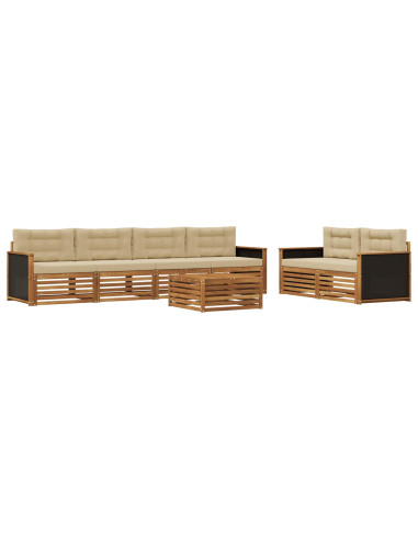 Set di divani da esterno 7 pcs Naturale e Beige Poliestere