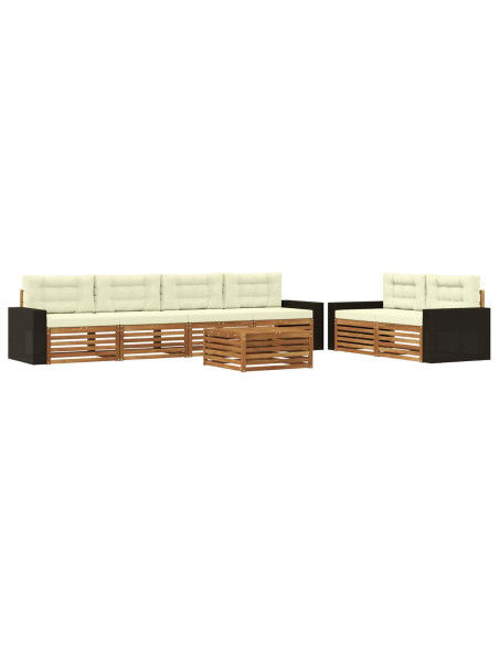 Set di divani da esterno 7 pcs Naturale e Crema Poliestere