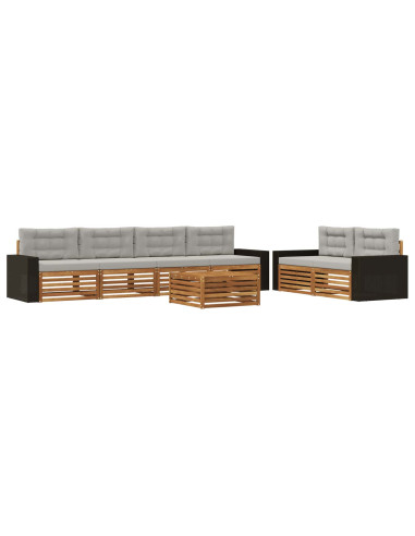 Set di divani da esterno 7 pcs Naturale e Grigio Chiaro