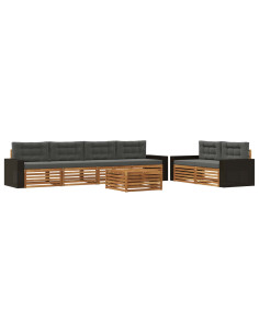 Set di divani da esterno 7 pcs Naturale e Antracite Poliestere