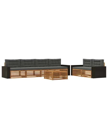Set di divani da esterno 7 pcs Naturale e Antracite Poliestere