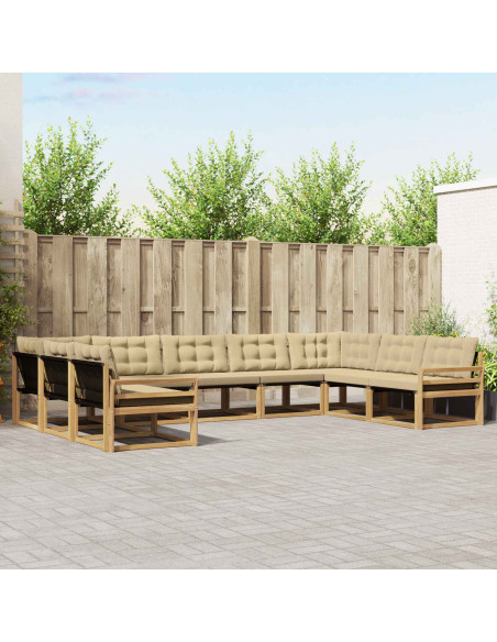 Set di divani da esterno con cuscino 9 pcs Bianco e Beige
