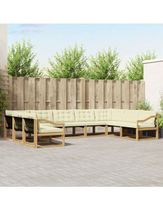 Set di divani da esterno con cuscino 9 pcs Bianco e Crema