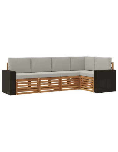 Set divano sezionale con cuscino 5 pcs Naturale e Grigio Chiaro