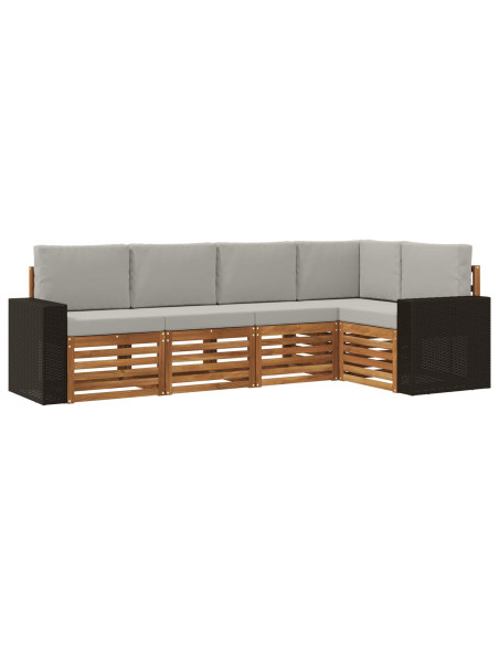 Set divano sezionale con cuscino 5 pcs Naturale e Grigio Chiaro