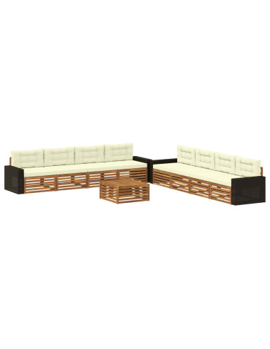Set di divani da esterno 9 pcs Naturale e Crema Poliestere