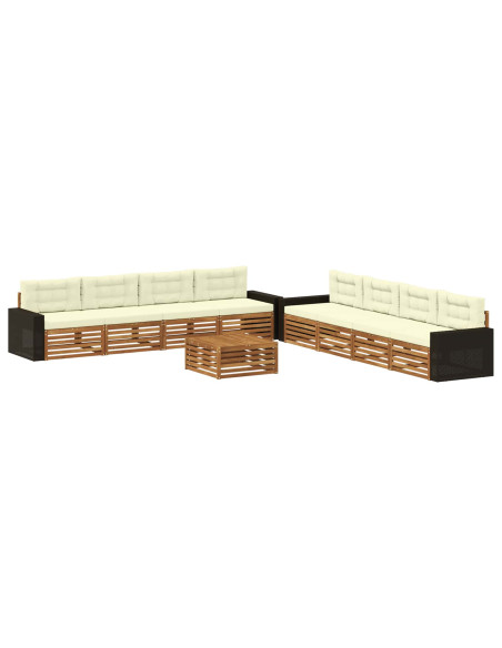 Set di divani da esterno 9 pcs Naturale e Crema Poliestere