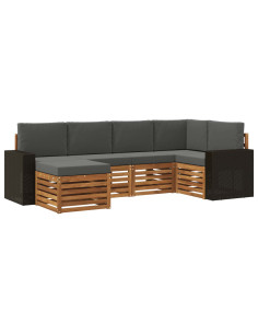 Set divano sezionale con cuscino 6 pcs Naturale e Antracite