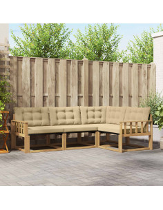 Set di divani da esterno con cuscino 4 pcs Bianco e Beige