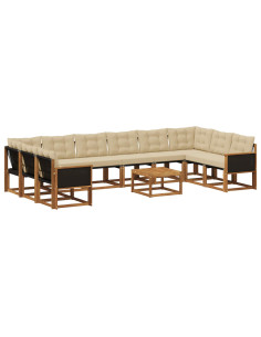 Set di divani da esterno con cuscino 11 pcs Naturale e Beige